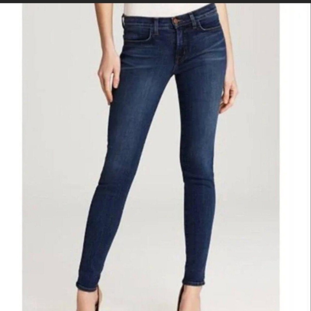 J Brand Fix Super Skinny Mid Rise Jeans Dark Blue Wash Size 27